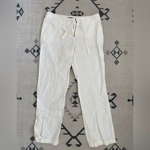 J. Crew City Fit White Linen Pants